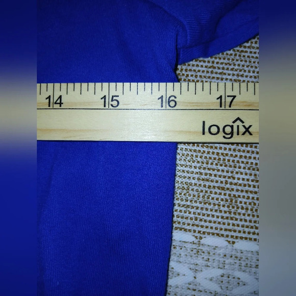 Ellen Tracy 100% Cotton Blue V-neck Cut-outs 3/4 Sleeve Shirt Size Large Casual - Picture 7 of 8